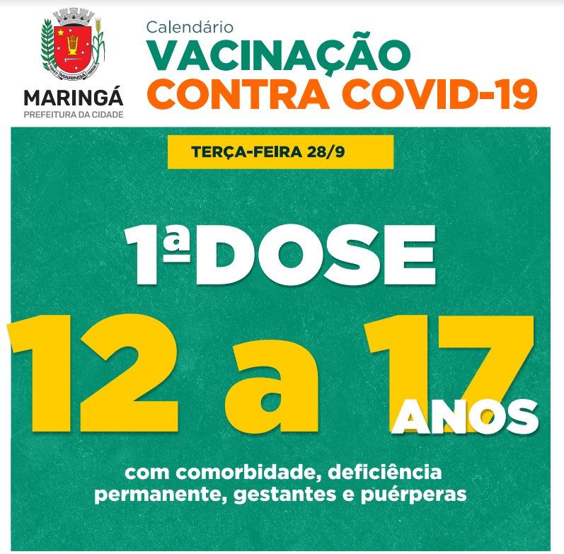 Maringá vacina adolescentes de 12 a 17 anos com comorbidades e deficiências
                
                    A cidade vacina também com idosos com terceira dose e público que já tem direito à segunda dose