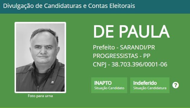 De Paula está fora: Candidato a prefeito pelo PP de Sarandi tem candidatura indeferida pela Justiça Eleitoral
                
                    PP ainda poderá impetrar recurso ou pedir substituição do candidato