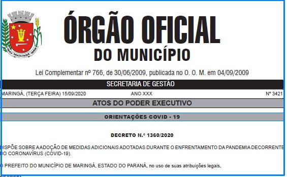 Decreto da prefeitura de Maringá libera eventos para até 100 pessoas sentadas 
                
                    Decreto 1360/2020 autoriza ainda o retorno dos esportes coleitvos, abertura de clubes e