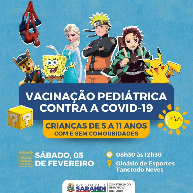 Sarandi vacina crianças de 5 a 11 anos neste sábado, 5