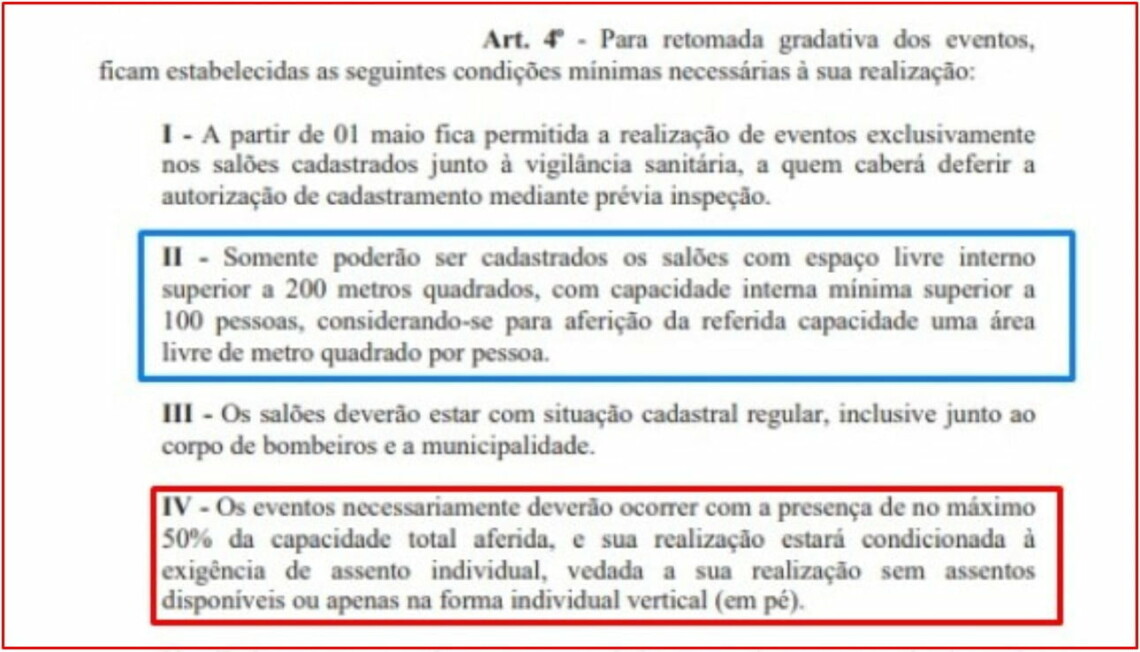 Decreto de Sarandi abre para eventos com até 50% da capacidade dos salões de festa
                
                    Medida é válida a partir de 1º de maio, mas é necessário cadastramento prévio