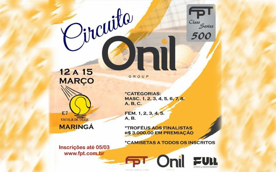 AO VIVO:  2º dia do Circuito Onil  FPT 500 de Tênis - direto da Escola E7 
                
                    Veja as entrevistas com atletas do torneio