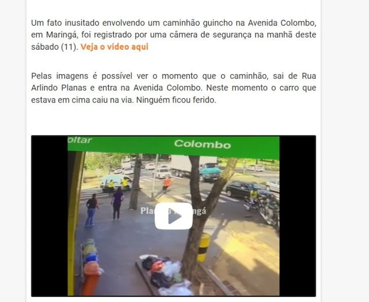 Inusitado - Caminhão guincho derruba carro na Avenida Colombo em Maringá - Plantão Maringá