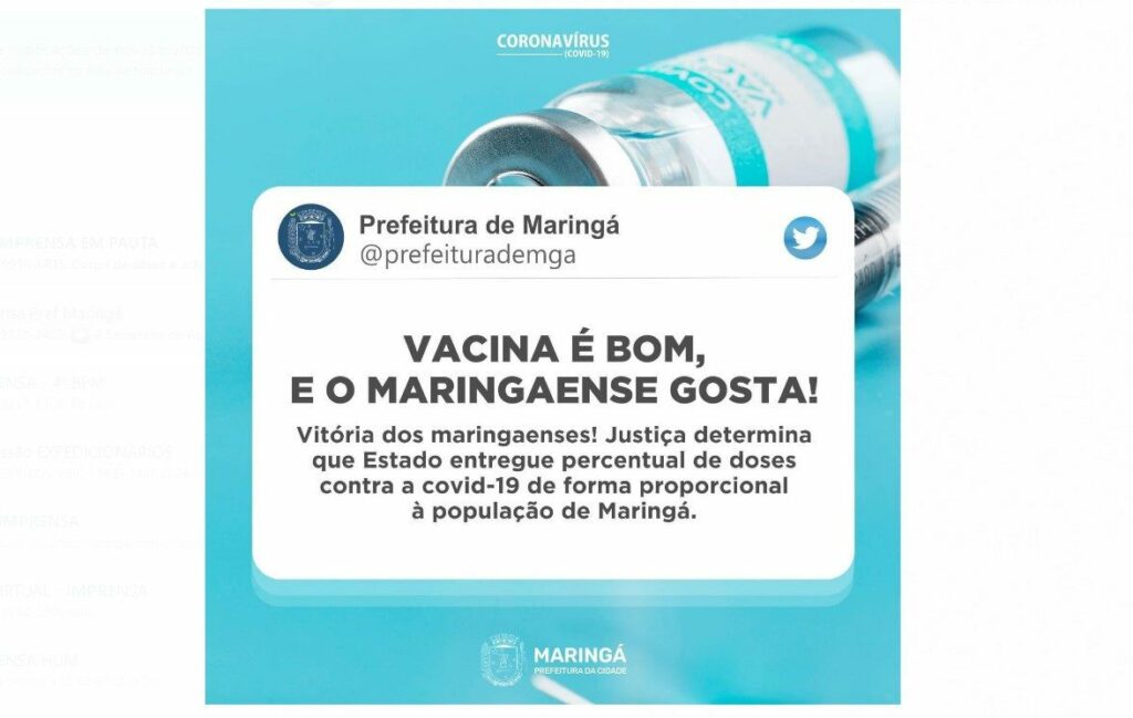 Maringá ganha ação liminar contra o Governo do Estado no caso da distribuição das vacinas