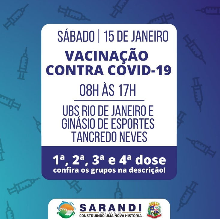 Sarandi tem vacinação neste sábado, 15