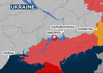 Cidade ucraniana de Nikopol sob ataque
