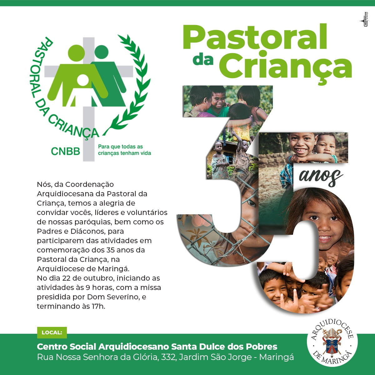 Dia 22: Celebração dos 35 anos da Pastoral da Criança na Arquidiocese de Maringá