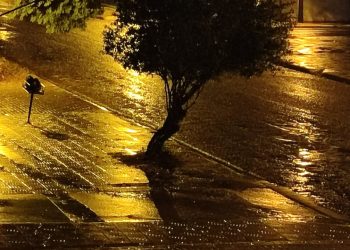 Asfalto molhado na avenida Carlos Gomes. foto - OFATOMARINGA.COM