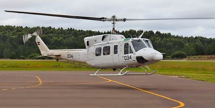 Helicóptero da Força Aérea do Uruguai empresado ao Brasil para ajudar nas operações de socorro no Rio Grande do Sul - Foto: FAU/Divulgação