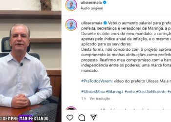 Prefeito em exercício veta reajuste salariais e explica em vídeo publicado em suas redes sociais